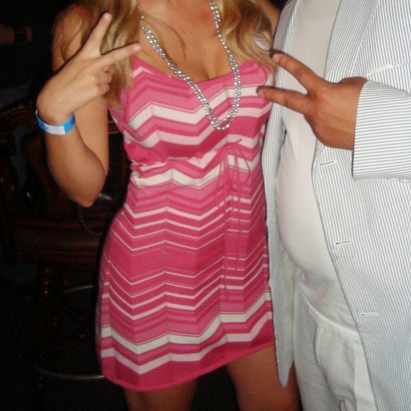 Guess Pink and White Stripe Knit Tank Dress - Picture 2 of 5